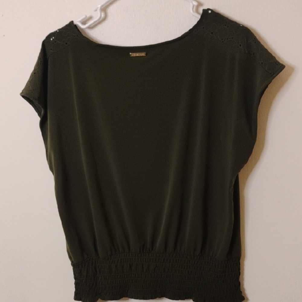 Michael Kors Green Shoulder Lace Detail Blouse Woman's Size Large - Picture 5 of 9